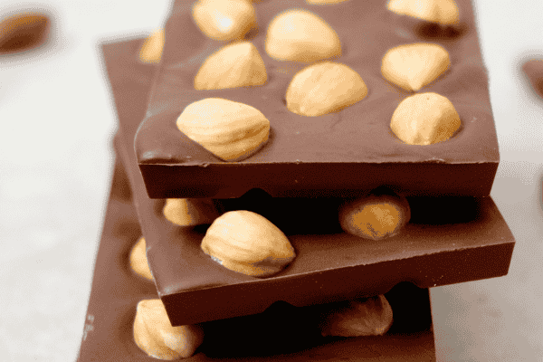 Stacked macadamia chocolate bars